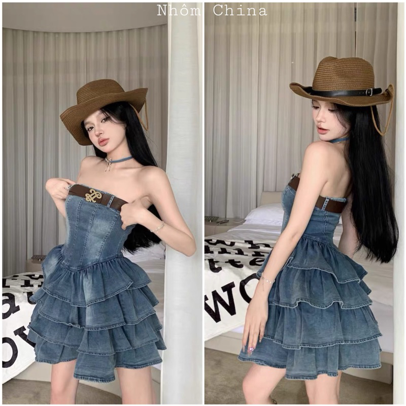 Đầm mini denim cup ngực kiểu dáng hotgirl sexy thời trang mùa hè cho nữ