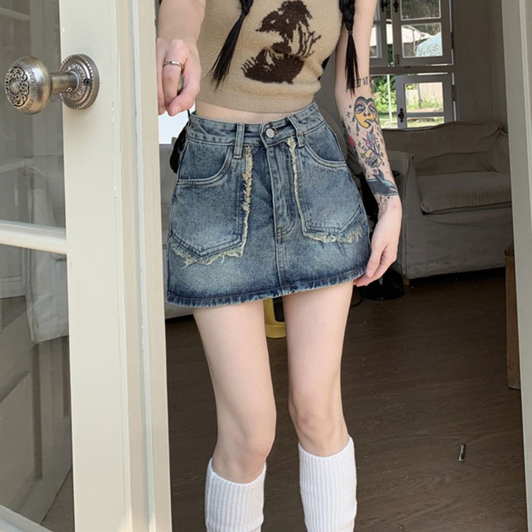 chân váy jean bò nữ chữ a jeans cạp cao phong cách Hàn Quốc jeanhot_0102 ms01