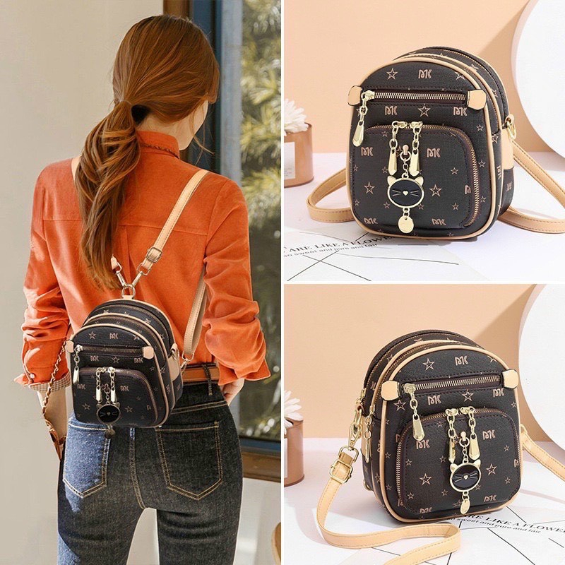 BALO MINI HÌNH MÈO XINH XẮN DỄ THƯƠNG ĐEO ĐƯỢC 2 KIỂU ĐEO CHÉO , ĐEO BALO