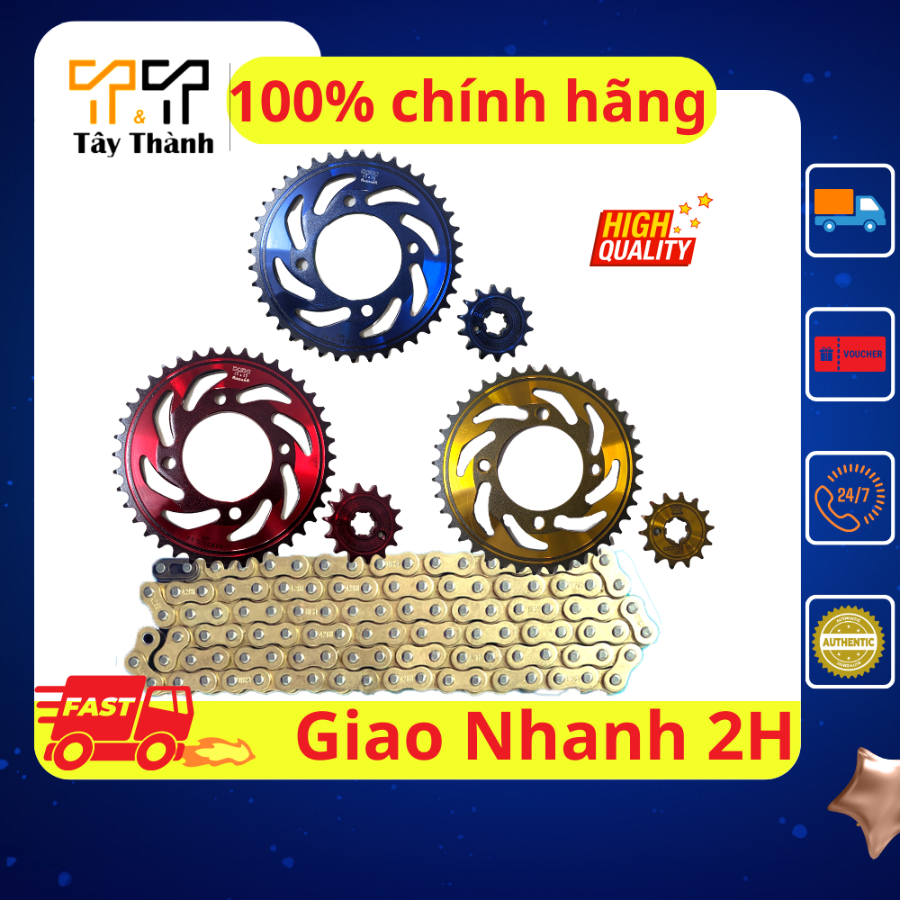 Nhông sên dĩa Sirius Fi 40T-14T màu sắc cực đẹp, thép SCM, hàng nhập Thái Lan - Tây Thành Shop chuyên nhông sên dĩa