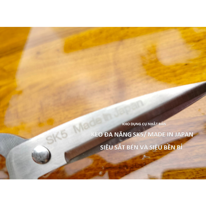 Combo 5 kéo đa năng nhật bản, kéo cắt gà, kéo bếp, kéo cắt may làm từ thép ko gỉ cao cấp SK5/ made in japan