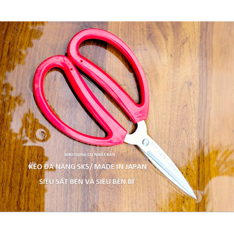 Combo 5 kéo đa năng nhật bản, kéo cắt gà, kéo bếp, kéo cắt may làm từ thép ko gỉ cao cấp SK5/ made in japan