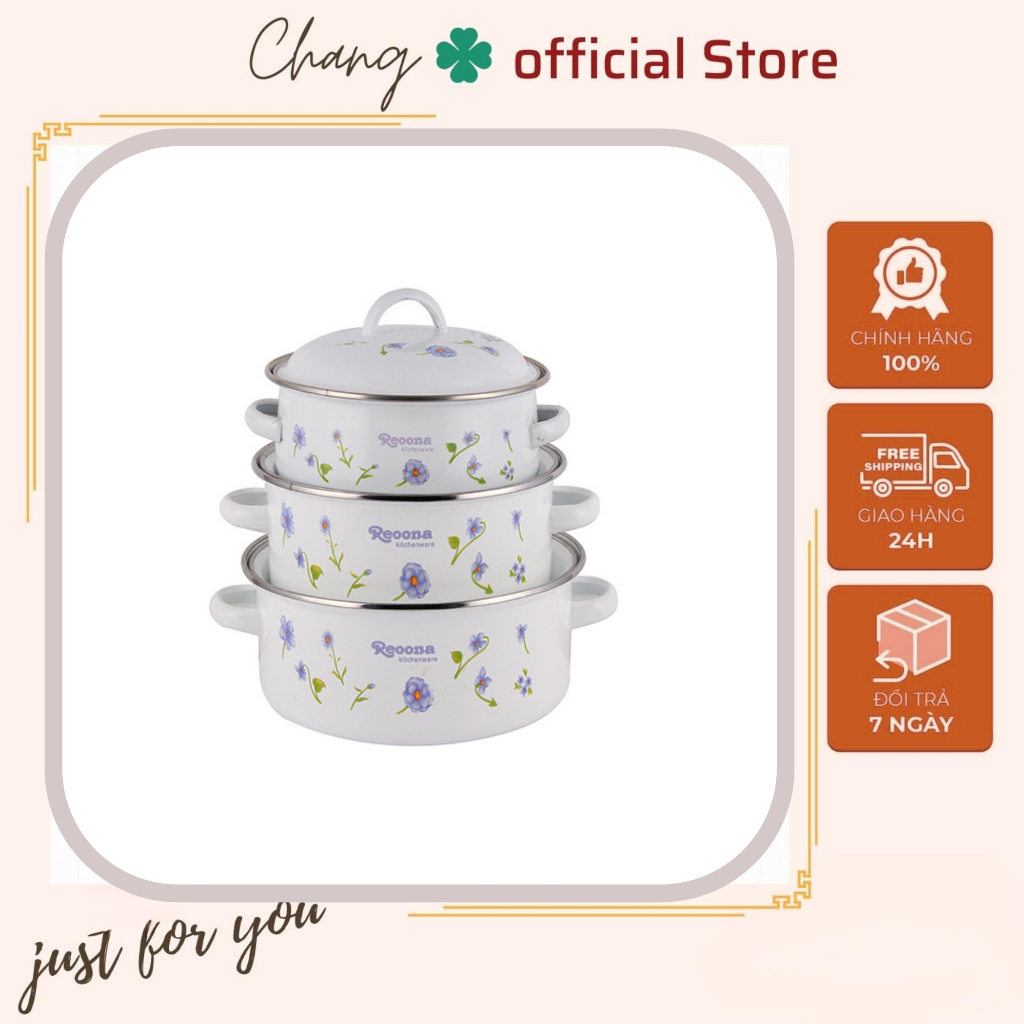 Bộ Nồi Tráng Men 3 Món Dùng Cho Bếp Từ, Bếp Ga TIện Dụng ,BỘ 3 NỒI INOX TRÁNG MEN CAO CẤP SIÊU TIỆN LỢI