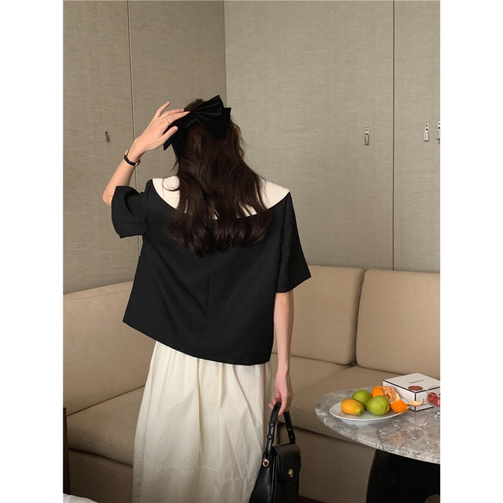 (HÀNG SẴN) Áo chất text, có đúp lót, phối cổ Peter Pan xinh xắn - Áo Blazer mặc được 2 kiểu