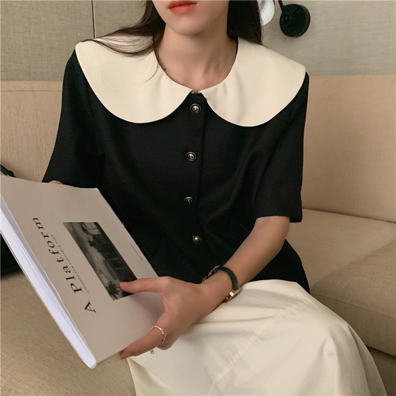 (HÀNG SẴN) Áo chất text, có đúp lót, phối cổ Peter Pan xinh xắn - Áo Blazer mặc được 2 kiểu