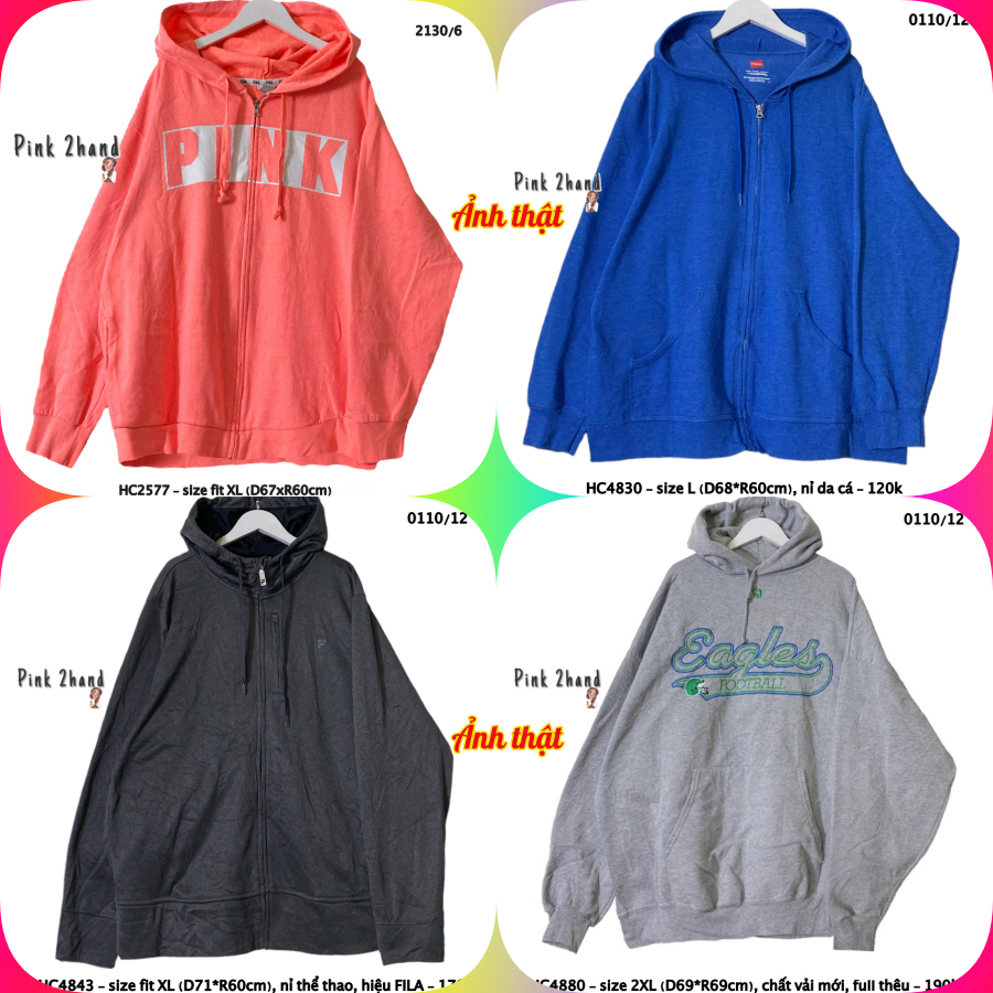 Áo Hoodie Oversize nữ, nam 2hand, chất dày, size XL/XXL - 070922-3