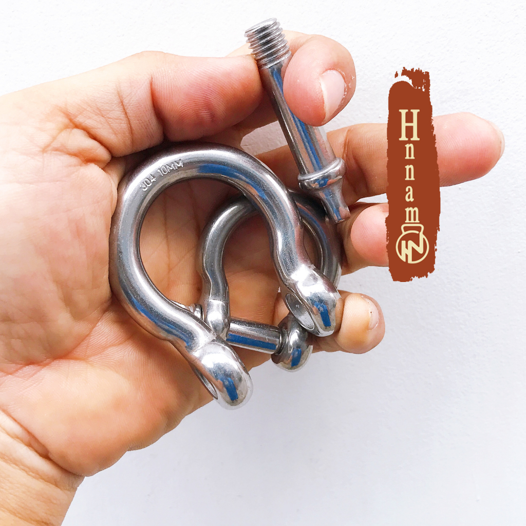 Móc Khóa Leo Núi , Dã Ngoại , Treo Võng Inox 304 Nguyên bản Chịu Lực 350kg loại Tốt loại 10mm và  7mm