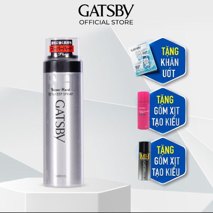 Gôm xịt tạo kiểu tóc GATSBY SET & KEEP SPRAY SUPER HARD N 180g