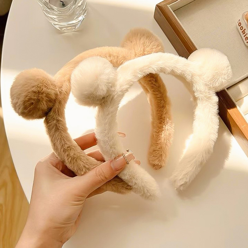 🍄Bờm tóc cài tóc tai gấu hình nơ lông cục bông mịn cute dễ thương dành cho nữ 2023