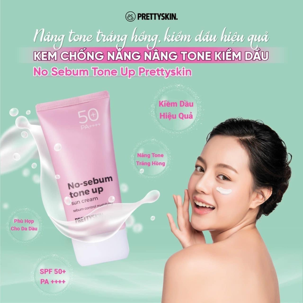 Kem Chống Nắng Kiềm Dầu Nâng Tone PrettySkin No-sebum tone up 70ml Korea