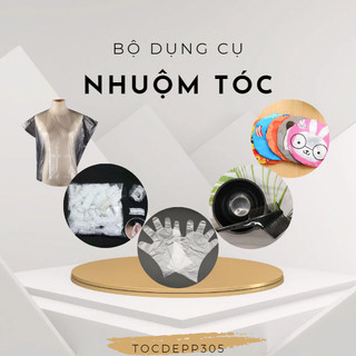 COMBO ĐẦY ĐỦ DỤNG CỤ NHUỘM TÓC TẠI NHÀ (bát lược, áo choàng, găng tay,  nón ủ)