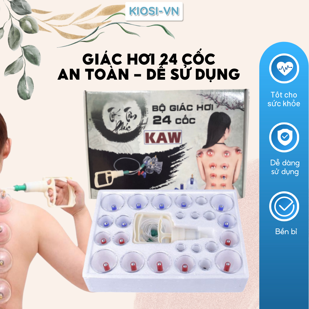 Dụng cụ Giác Hơi gia đình, Bộ giác hơi chân không 24 phụ kiện - Không dùng lửa loại tốt - Giúp Giải Độc Tố Trong Cơ Thể