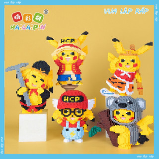 Mô hình lắp ráp pikachu cosplay dễ thương màu sắc nét, Đồ chơi lắp ráp trí tuệ hàng chuẩn