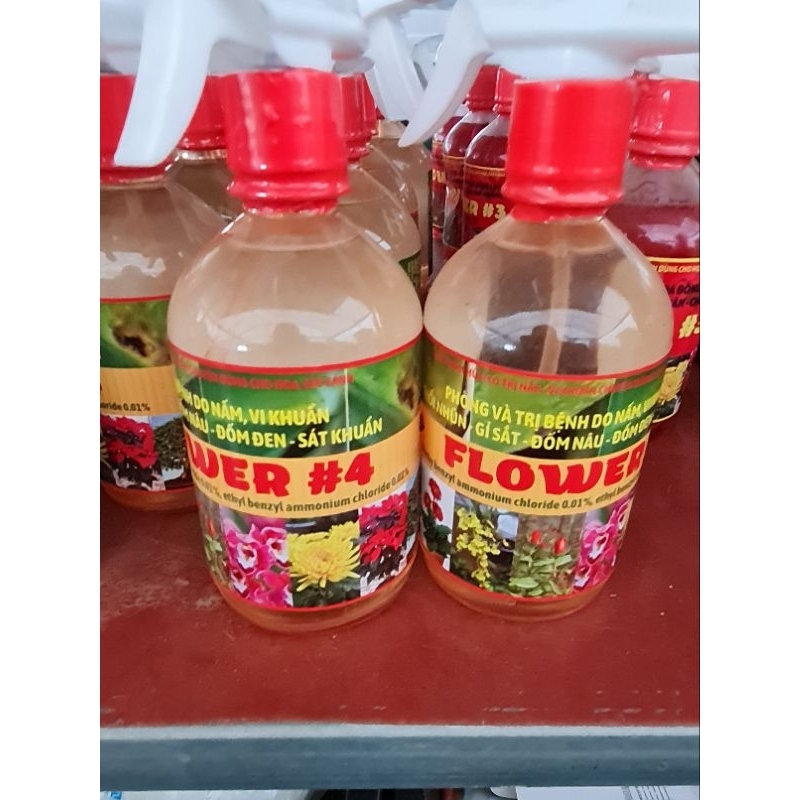 Chế phẩm hữu cơ  Flower 4 phòng và tri nấm, vi khuẩn  thối nhũn, gỉ sắtchuyên dùng cho hoa, cây cảnh , chai xịt 500ml