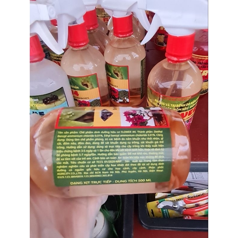 Chế phẩm hữu cơ  Flower 4 phòng và tri nấm, vi khuẩn  thối nhũn, gỉ sắtchuyên dùng cho hoa, cây cảnh , chai xịt 500ml