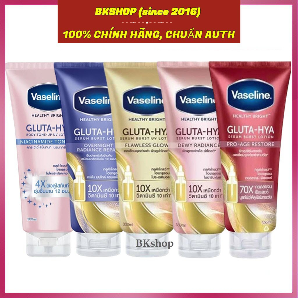 Sữa dưỡng thể Vaseline Healthy Bright Gluta HYA Serum Burst Lotion 10X Chính Hãng 300ml