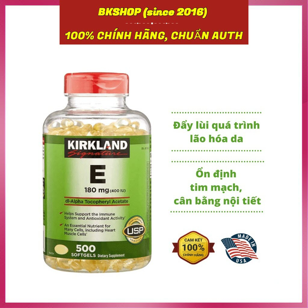 [Hàng Mỹ] Viên Uống Vitamin E Kirkland 180mg 500 Viên