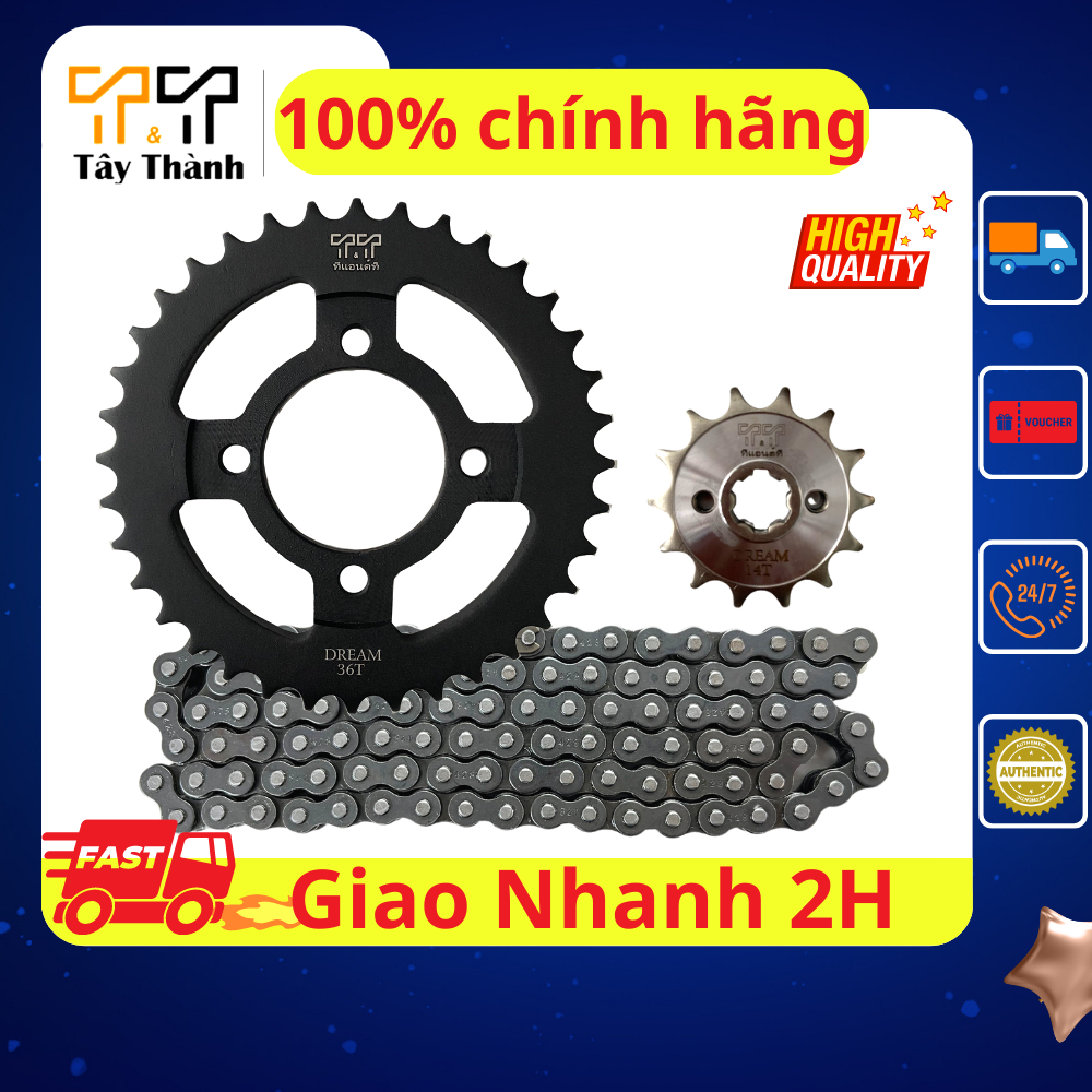 nhông sên dĩa honda dream,thông số 36T-14T-Tây Thành shop