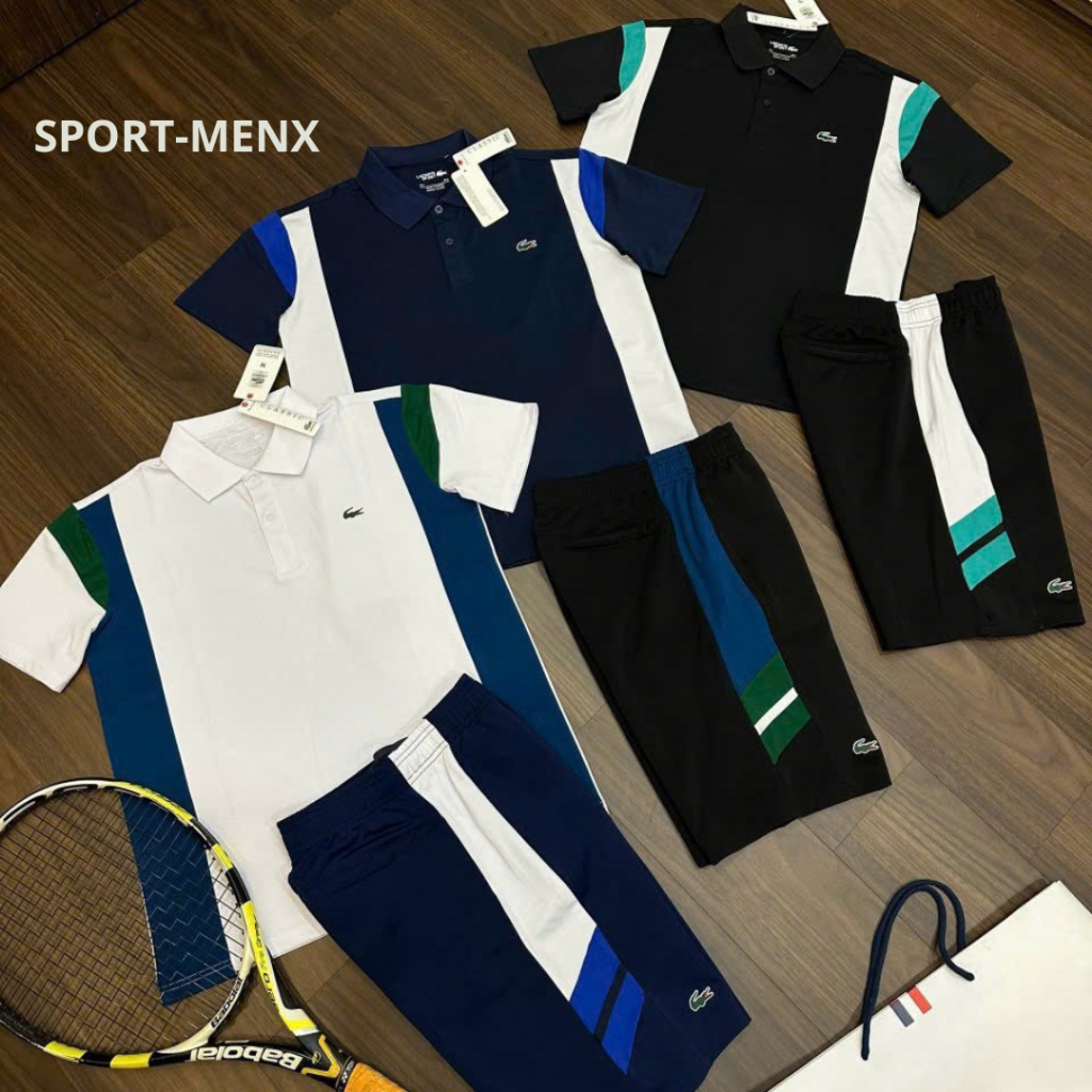 Bộ quần áo nam mùa hè, đồ bộ thể thao nam Lacoste chất Poly gai cao cấp form dáng châu Âu chuẩn