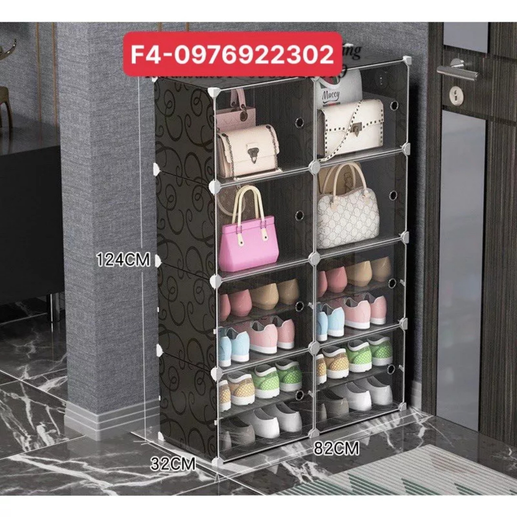 Tủ Giày Lắp Ghép kèm Tủ Đựng Túi Sách Đa Năng Lắp Ghép Thông Minh