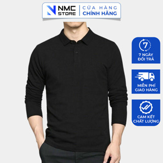 Áo Polo Nam Dài Tay NMC STORE Có Cổ Chất Liệu vải Cá Sấu