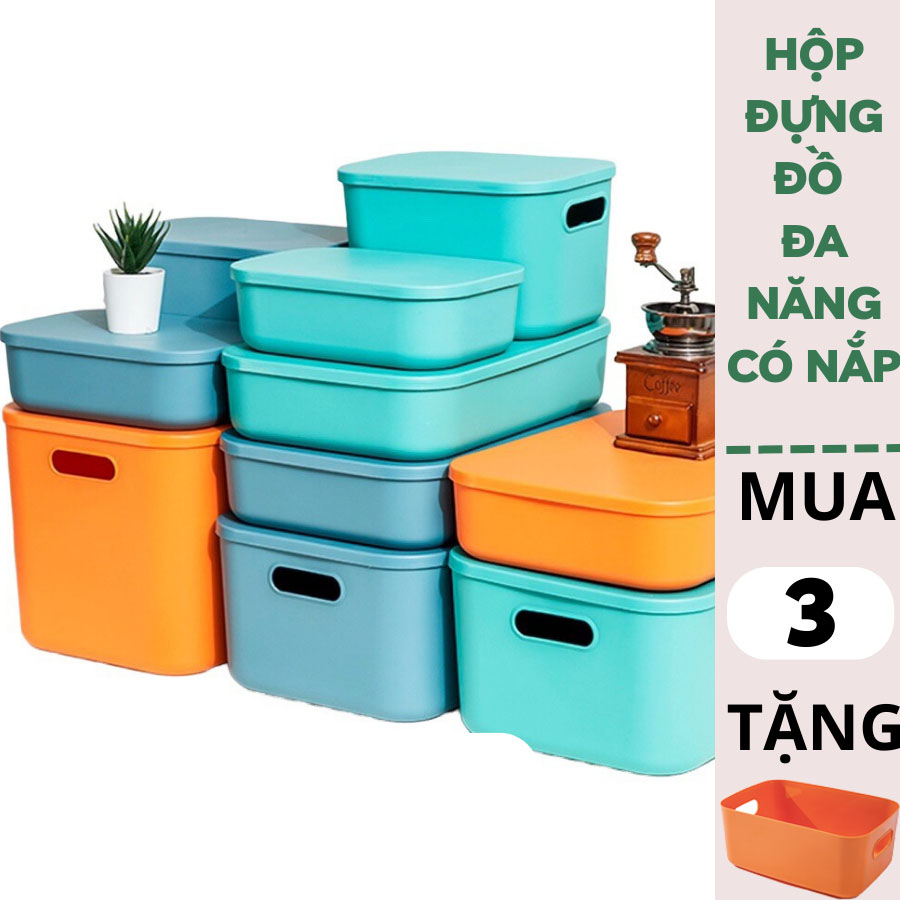 Hộp Đựng Đồ Quần Áo, Mỹ Phẩm, Đồ Lót Đa Năng Có Tay Cầm Có Nắp Nhiều Màu Tiện Dụng Cao Cấp