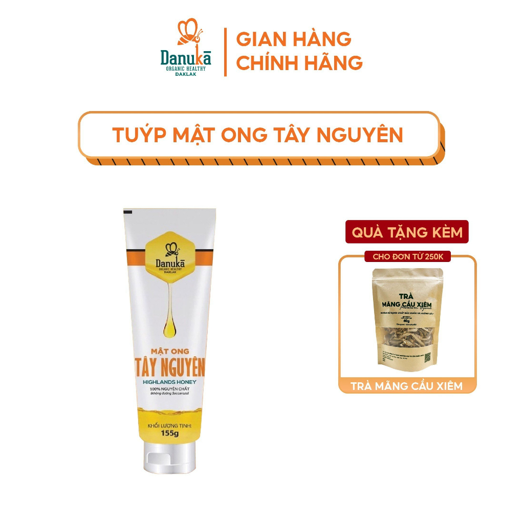 Mật Ong Tây Nguyên Danuka Nguyên Chất Dạng Tuýp Tiện Lợi Khối Lượng 155g/tuýp - Hàng Chính Hãng