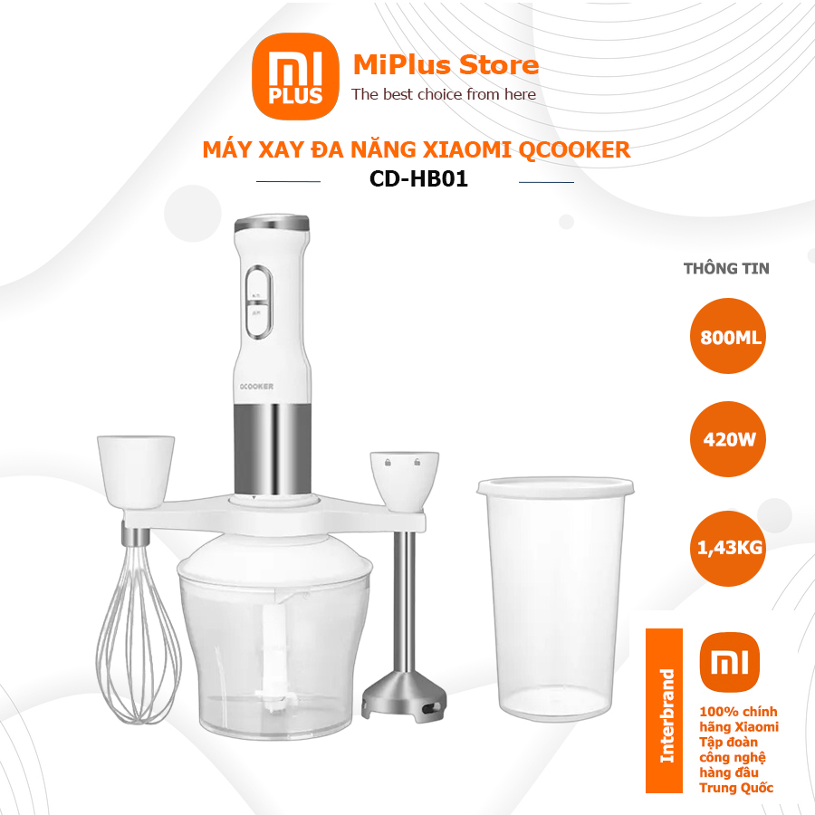 Máy xay cầm tay đa năng, máy xay sinh tố, máy xay thịt Xiaomi QCOOKER CD-HB01 2 chế độ, công suất 420W