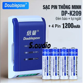 Bộ Sạc Pin Tiểu / Pin Sạc AA 1200mAh ( Sạc Pin AA/AAA ) Doublepow DP-K209 Tự Ngắt Nhanh Có Màn LCD Hiển Thị