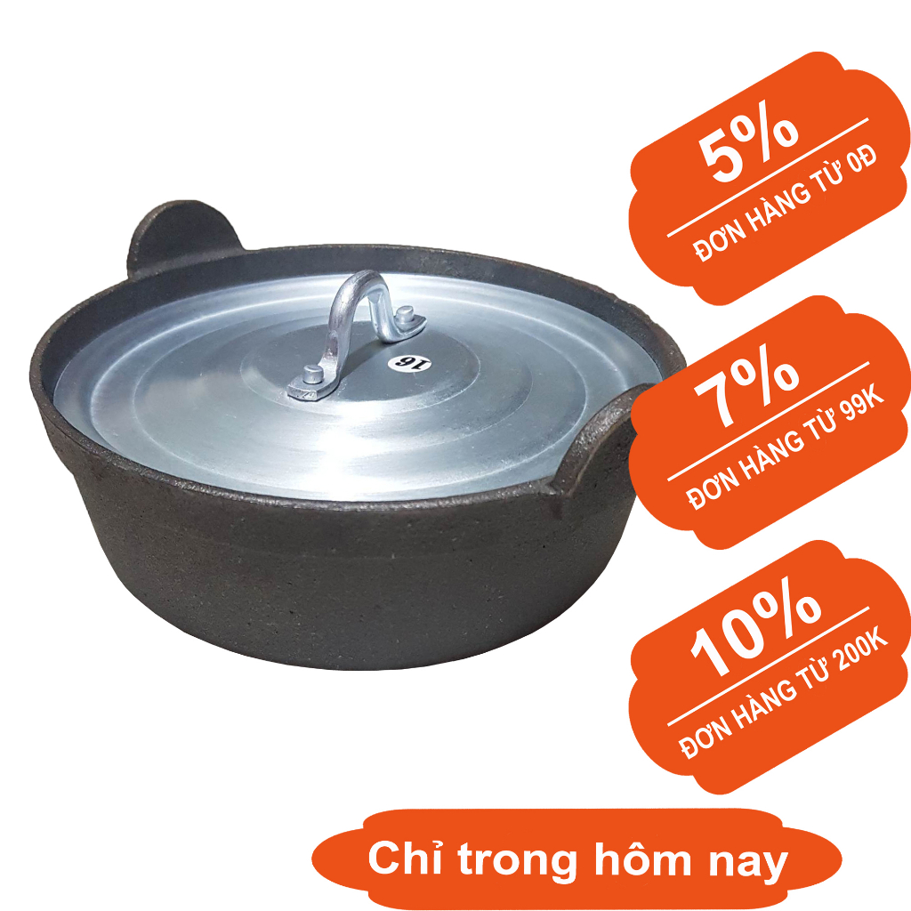 Nồi gang đúc 17cm chống dính kho cá nấu bếp từ đa năng giá rẻ