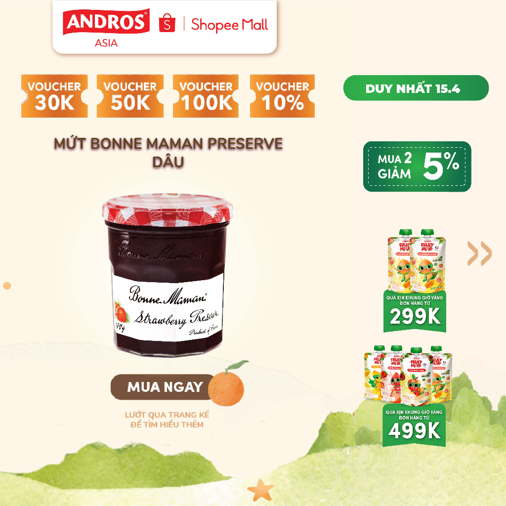 Mứt Bonne Maman Preserves Dâu - Hũ 370g