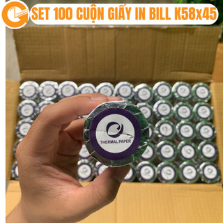 Giấy in nhiệt không dùng mực THERMAL in hóa đơn bill đơn hàng cho máy in nhiệt phi 45 k58x45 k57x45 set 100 cuộn