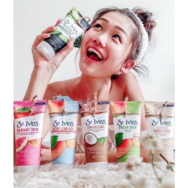 Sữa rửa mặt St.Ives 170g Trà xanh I Cafe & Dừa I Hương Mơ I Bơ&Mật ong I Hoa hồng tẩy tế bào chết