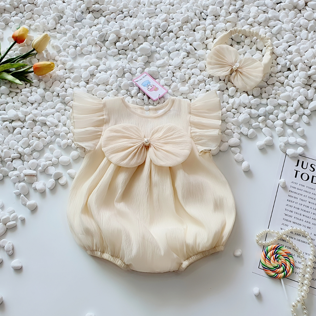 Bodysuit áo liền quần RIOKIDS cho bé gái sơ sinh mặc đi chơi, thôi nôi, đầy tháng, Lễ Tết BD30