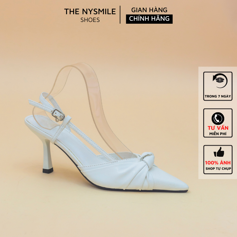 Giày sandal cao gót nữ bít mũi 7P xoắn tròn quai hậu - The NySmile REVY