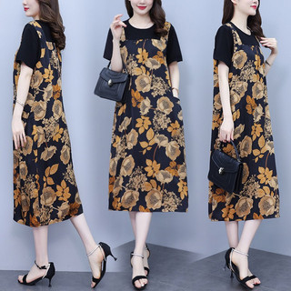 Đầm Xòe Dáng Dài Quý Bà , Đầm Xòe Trung Niên In Hoa Có Size Lớn Cho Người Mập D02