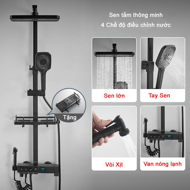 Bộ Sen Cây Tắm Đứng KAW K24 Hiển Thị Nhiệt Độ - Hàng chính hãng bảo hành 1 đổi 1