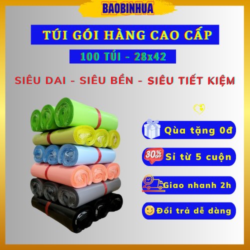 Túi niêm phong gói hàng có keo tự dính size 28x42