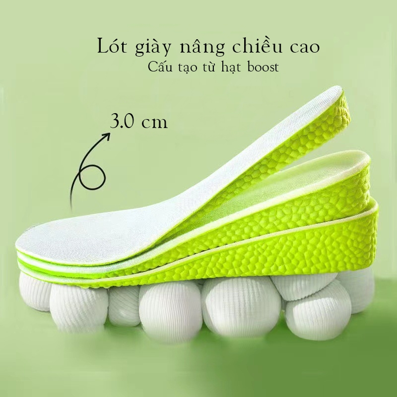 Lót giày tăng chiều cao cấu trúc nâng đỡ lòng bàn chân tăng 3.0cm