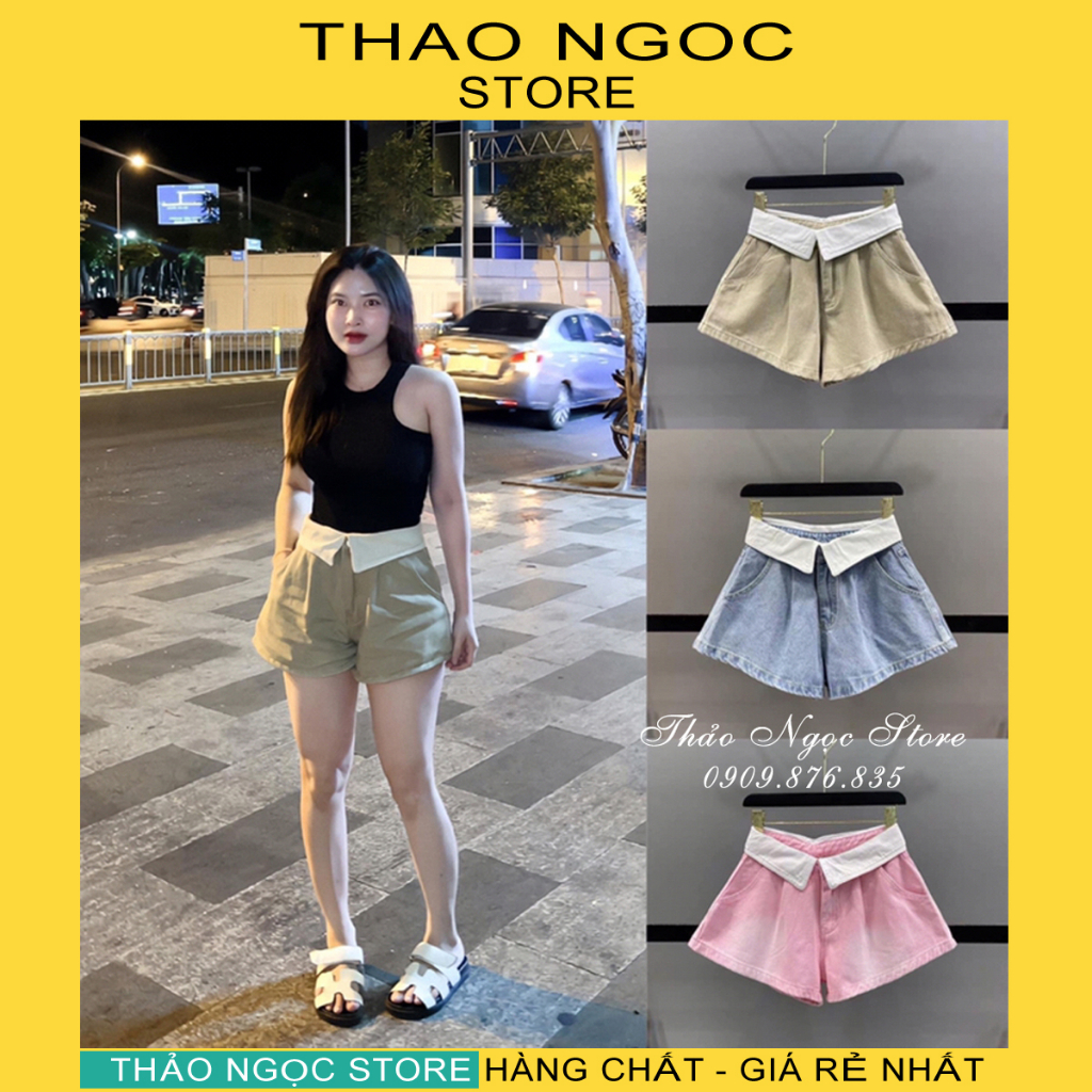 Quần short jean phối lưng về full màu! (hàng có sẵn, hình thật)
