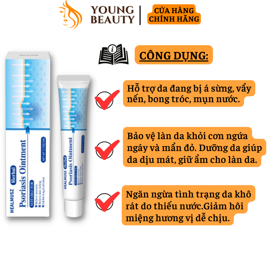 Kem bôi viêm da sừng HERBAL - Kem hỗ trợ da bị vẩy nến, á sừng, mụn nước, bảo vệ da ngứa ngáy mẫn đỏ - YOUNG BEAUTY