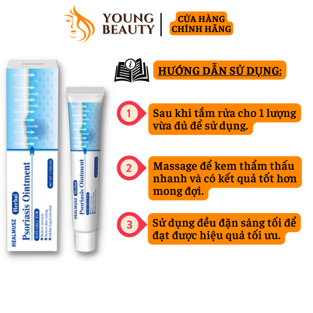 Kem bôi viêm da sừng HERBAL - Kem hỗ trợ da bị vẩy nến, á sừng, mụn nước, bảo vệ da ngứa ngáy mẫn đỏ - YOUNG BEAUTY