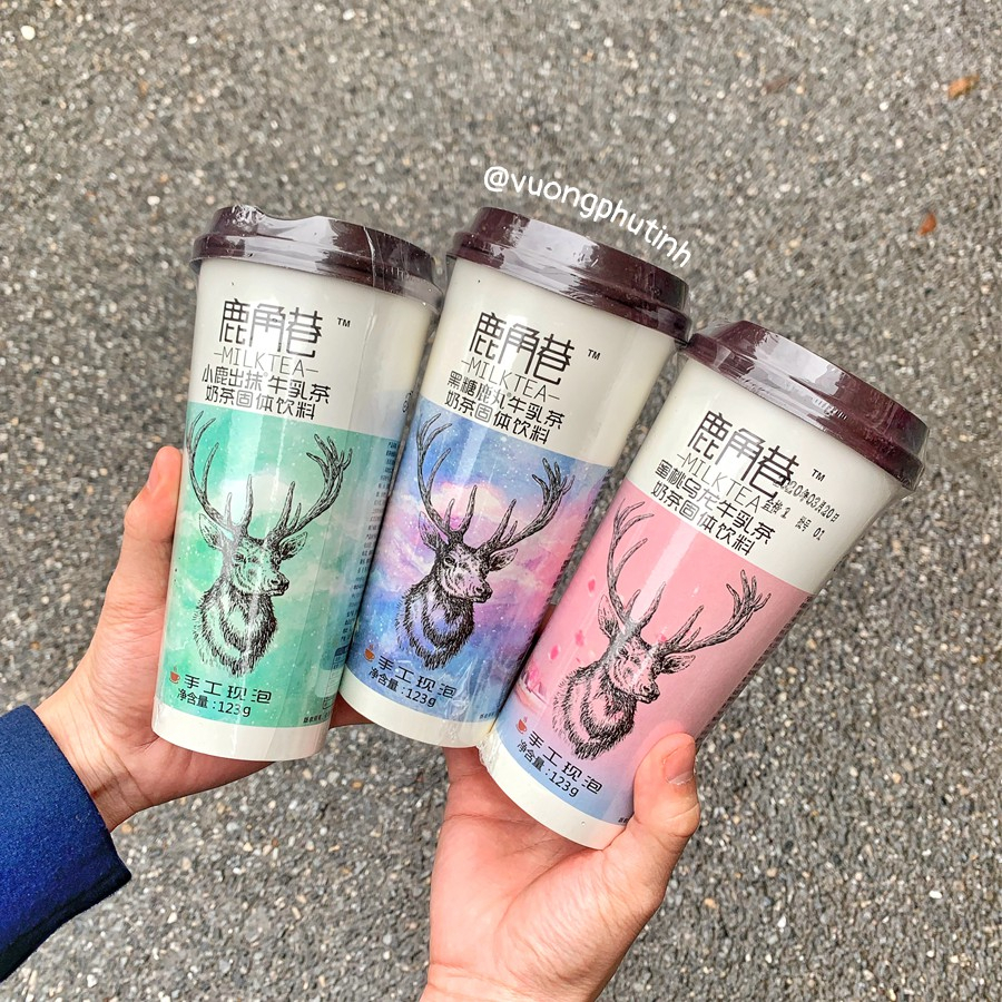 1 Hộp Trà Sữa Hươu The Alley Đường Đen Tự Pha Sẵn 3 Vị