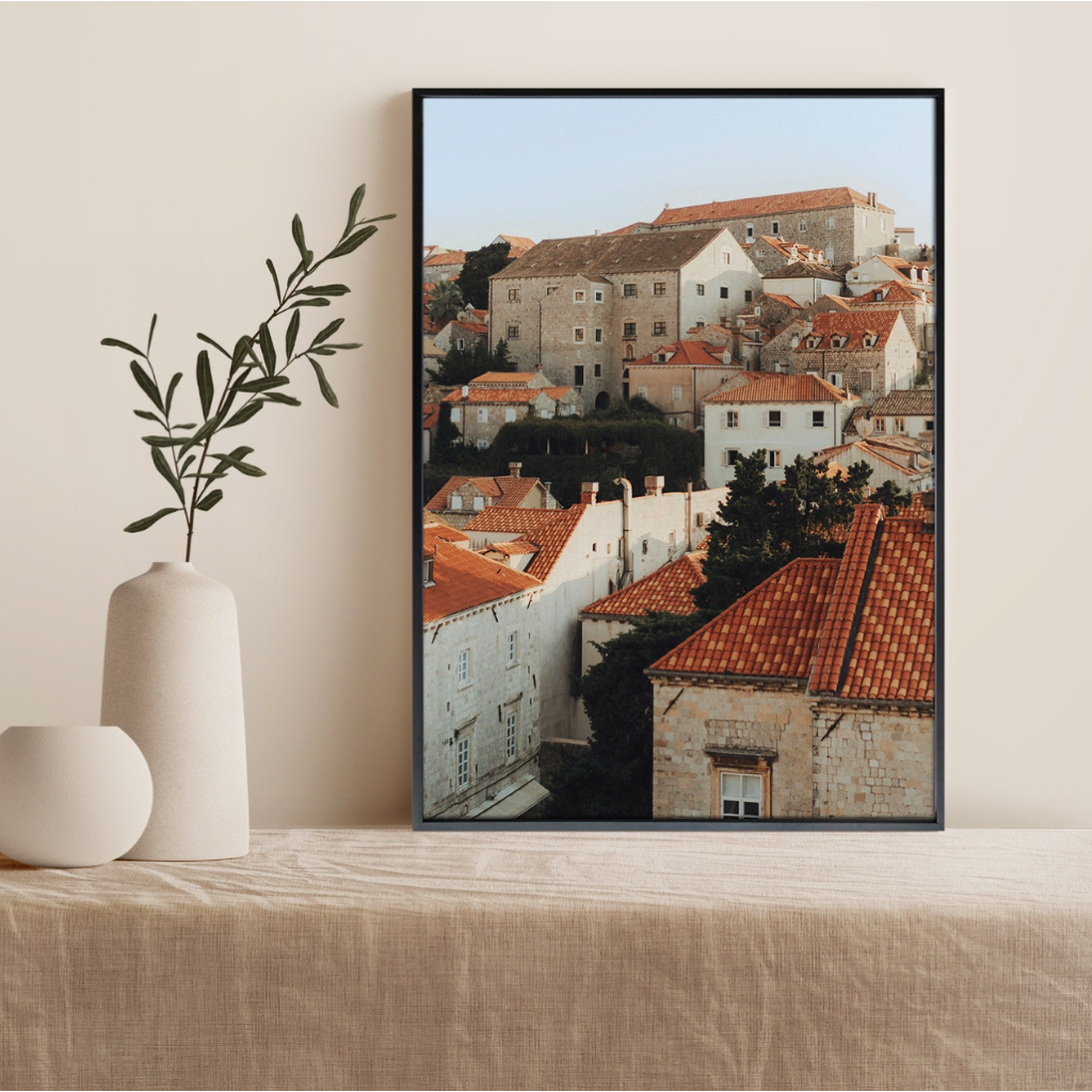 Tranh Aesthetic khung kính viền gỗ  phong cảnh chill