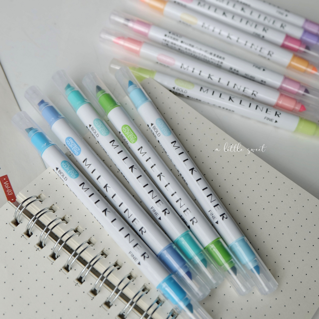 Bút dạ 2 đầu, bút highlight MILKLINER màu siêu đẹp