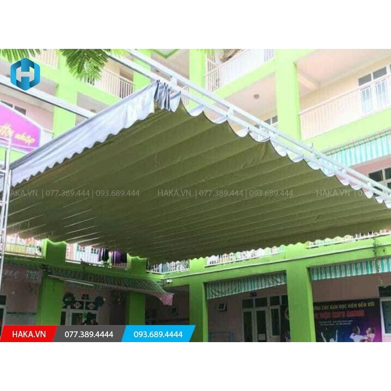 BẠT CUỐN MÁI HIÊN DI ĐỘNG (BẠT XẾP) - dùng cho che sân thượng, khoảng sân - BỘ HAI TAY ĐUA 2m2, 2m8 3m2