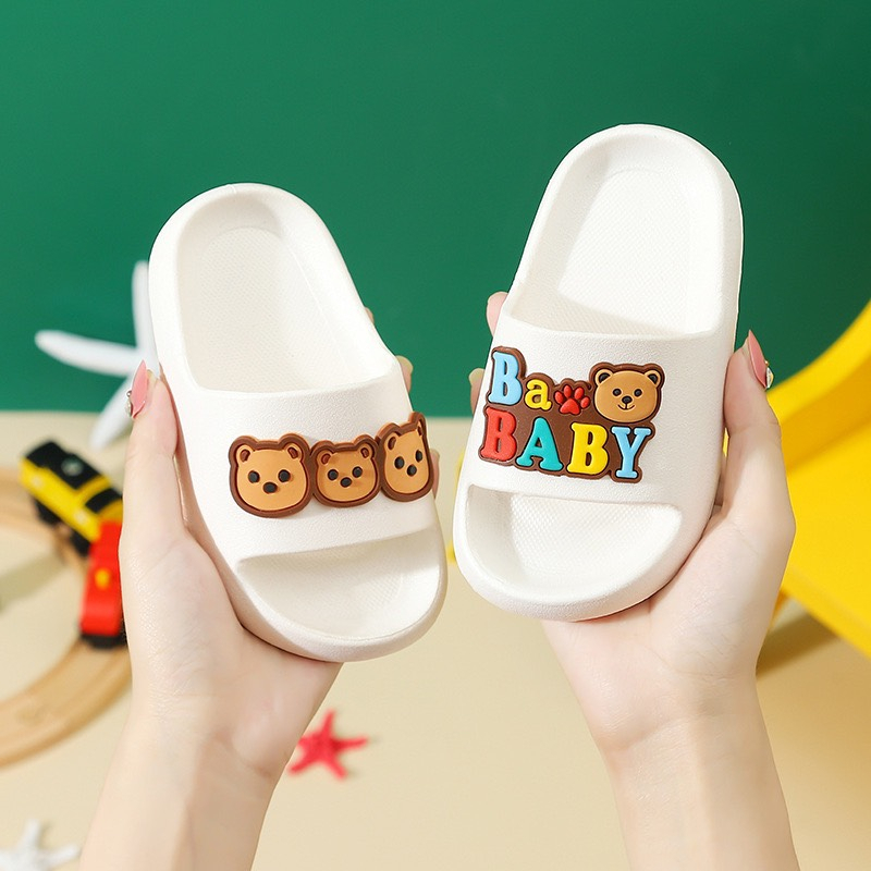 Dép lê bánh mì cho bé hoạt hình khủng long, vịt, gấu vui vẻ dễ thương - Dép đúc khuôn siêu bền chống trượt êm chân 6216