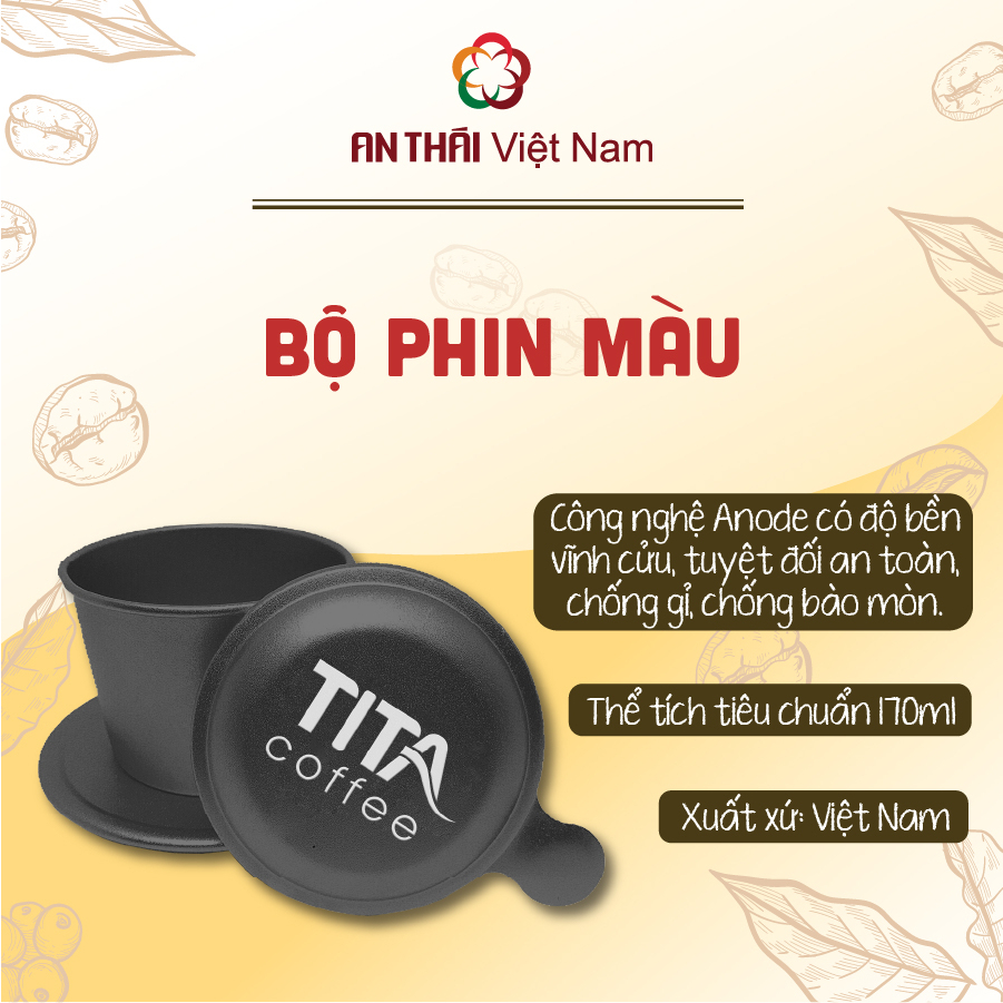 Phin nhôm đen cà phê cao cấp Tita Coffee chuyên pha cafe nguyên chất- An Thái cafe