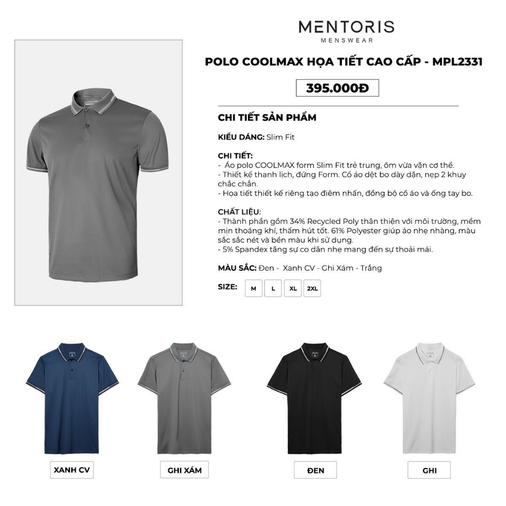Áo Polo Mentoris 2331 Chính hãng