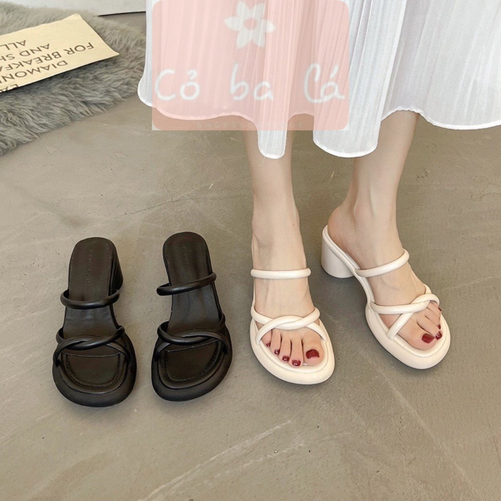 DÉP CAO GÓT COBALA SHOES - GUỐC NỮ BA QUAI NGANG XOẮN PHONG CÁCH THỜI TRANG ĐẾ TRÒN HIỆN ĐẠI D23031900